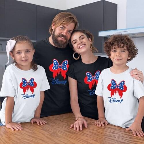 Adult Unisex Disney Family Look Outfits Minnie Mouse Head Cartoon Printing Kawaii Dropship Summer New Fashion Trend Korean Style