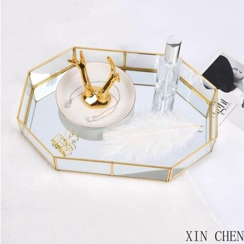 The New stand makeup brush storage glass storage tray cosmetic tray girl birthday gift lipstick nail polish jewelry display
