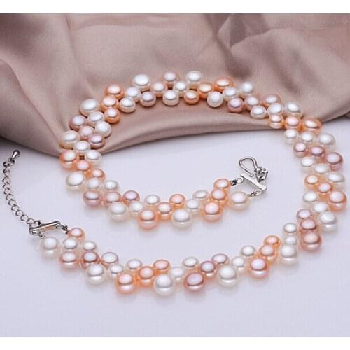 New Classic Multilayer Pearl Necklaces Multicolor Choker Fashion Pearl Jewelry Wedding Necklace Bridal Genuine Pearl Necklace