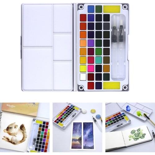 36 Colors Solid Watercolor Paint Pigment Palette Water Colours Paint Travel Kit for Painters Adults Kids Students Arts Crafts