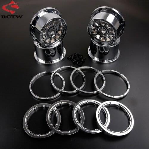 Plastic Chrome Front and Rear Wheel Hub with Ring Set for 1/5 Hpi Rofun Rovan Km Baja 5b SS Rc Car Toys Parts