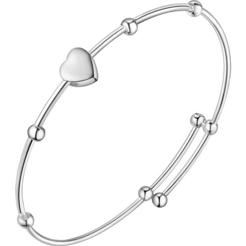 Hot Silver Plated Heart bangles Womens Fashion Jewelry Sweet Valentines Day Gifts Top Quality ANGELTEARS AS033