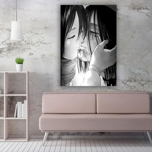 Nordic Canvas Poster HD Printed Painting Home Decor Anime Attack On Titan Eren Mikasa Pictures Wall Art Modern Living Room Frame