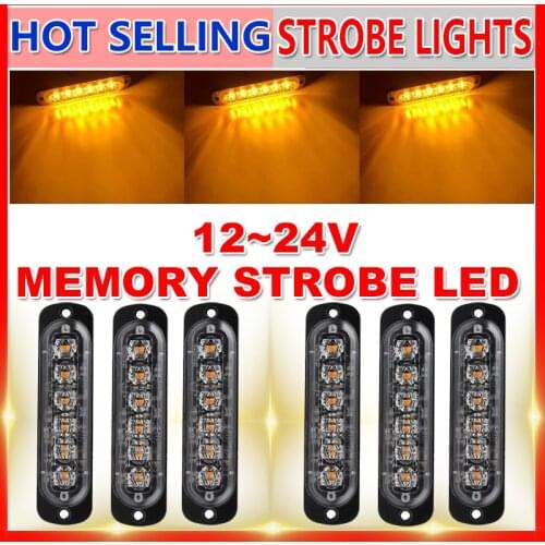 Strobe Warning Light Amber LED Side Flashing Beacon Emergency Hazard Marker Grille Lamp Bar Tow Truck Trailer Pickup 12-24V Car