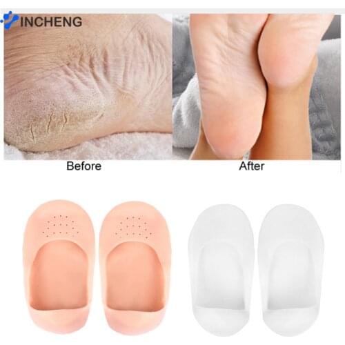 1pair Feet Care Socks Silicone Insole Gel Moisturizing Sock Anti-Cracked Heel Protector Prevent Calluses women soft silica
