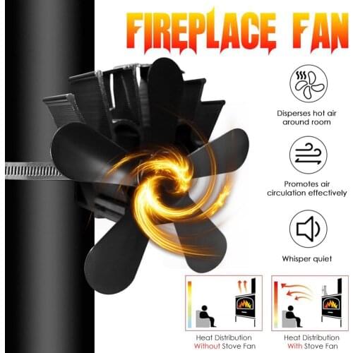 Fireplace Fan Heat Powered Stove Fan Efficient Heat Distribution With 5 Blades For Wood Log Burner Fireplace