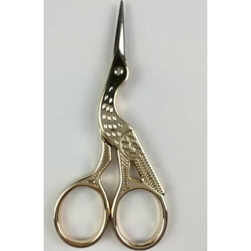 Vintage Gold Embroidery Sewing Scissors Stainless Steel Crane Shape Stork Measures Retro Craft Shears Sewing Scissors