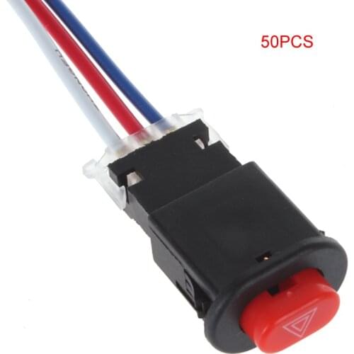 Youwinme 50pcs Motorcycle Double Flash Switch Button Warning Emergency Lamp Turn Signal Flasher with 3 Wires Built-in Lock