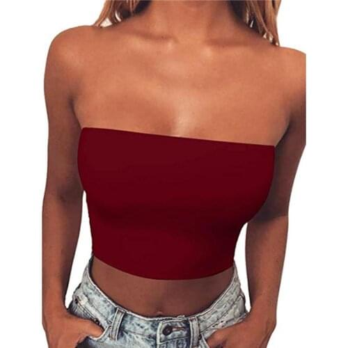 Womens Clothing Strapless Top Sexy Sleeveless Crop Top Elastic Boob Bandeau Tube Tops Shirt Cami Top топ женские топы женские