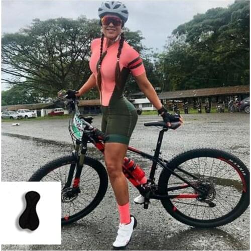 Womens Cycling Jersey Set, Summer Biking Clothes Road Bike Shorts Padded Outfit Bicycle Shirts Short Sleeve Triathlon Jumpsuit