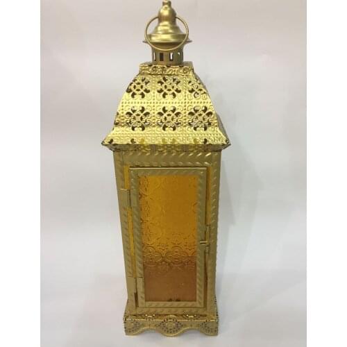 Golden Storm Lantern Religious Decorations and Ornaments Glass Iron Barn Lantern Home Furnishings Buddhist Supplies Candlestick