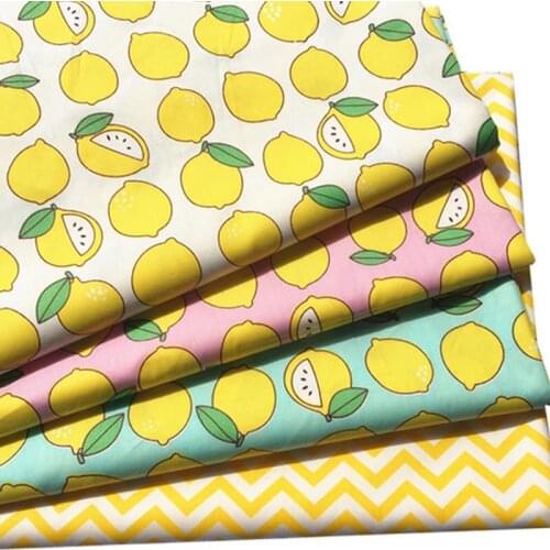 100% cotton twill cloth fruit white pink aqua lemon chevron fabric for DIY crib bedding cushions apparel quilting handwork decor