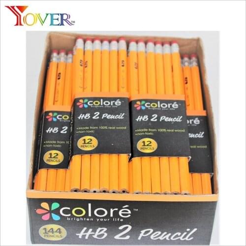 144Pcs /Lot Sketch Pencil Wooden Lead Pencils HB Pencil With Eraser Children Drawing Pencil School Writing Stationery