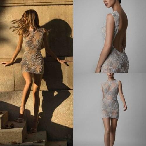 2020 Evening Dresses Jewel Lace Beads Sequins Prom Gowns Custom Made Sexy Open Back Evening Party Special Occasion Dress