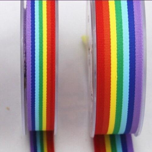 [25yards/lot, 1inch(25mm)] Double Face Grosgrain Rainbow Ribbons Stripes Tape Sewing Supplies Decorative Ribbon