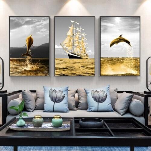 3 Panel HD Printing Oil Painting Canvas Painting Shark Seascape Canvas Wall Art Modern Home Decoration Wall Art Picture Living