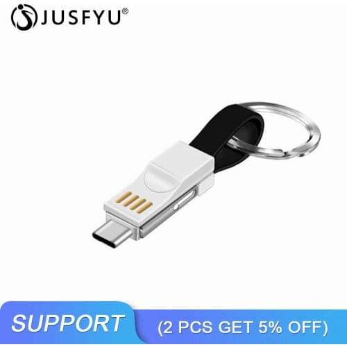 For travel Portable 3 in 1 USB Cable Micro USB Type C Cable For Cable For iPhone 7 XR Keychain Charger Charging Cables Adapter