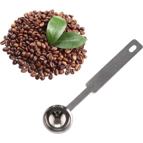 4@#1Pcs Coffee Multifunction Spoon Kitchen with Clip Supplies Coffee Scoop Stainless Steel Tea Coffee Measuring Cup Coffee Scoop