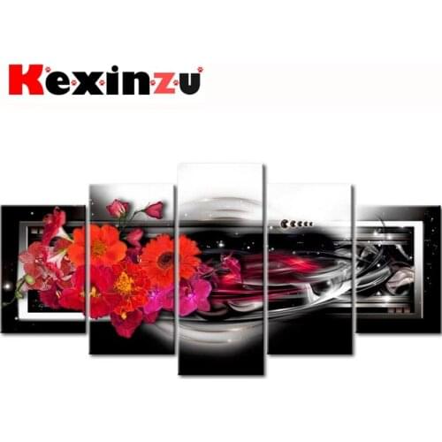 5pcs Full Square/Round Drill 5D DIY Diamond Painting Cross Stitch"Flower Home" Multi-picture Combination Embroidery Decor Home 7