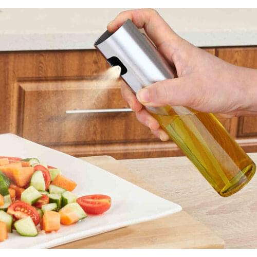 50pcs/lot/ 100ML empty Spray pot barbecue spray bottle spray oil vinegar bottles glass bottle stainless steel cover