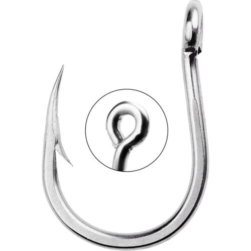 50Pcs/pack Stainless Steel Fishing Hooks Set 1#-13# Fishhooks Jig Barbed With Hole For Saltwater Fish Accessories Pesca