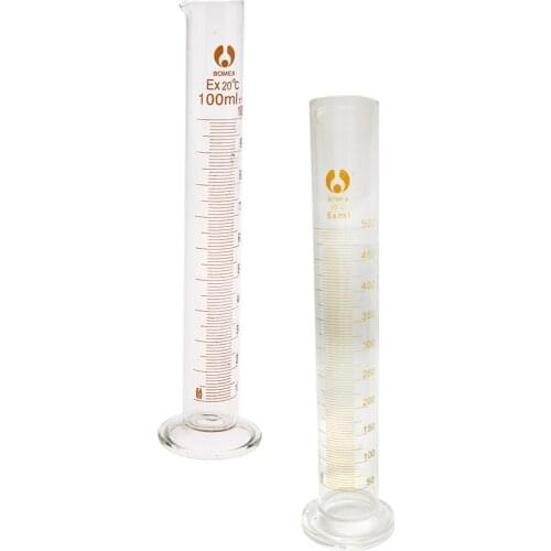 500ml & 100ml Borosilicate Glass Measuring Cylinder Graduated Lab Glassware