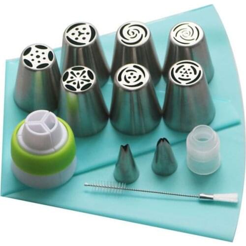 7/8/9 PCS Pastry Nozzles And Coupler Icing Piping Tips Sets Stainless Steel Rose Cream Bakeware Cupcake Cake Decorating