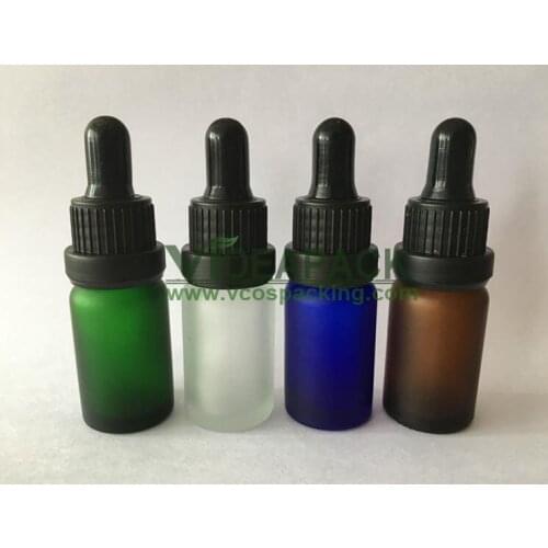 100 pcs 10ml Essential oil bottle / Serum bottle / Frosted empty bottle / glass dropper / black plastic cover cosmetic packaged