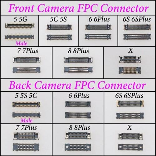 Cltgxdd Rear back & Front Camera Flex Cable FPC Plug Connector On Motherboard Mainboard For iPhone 5 5S 5C 6Plus 6SP 7 8 Plus X