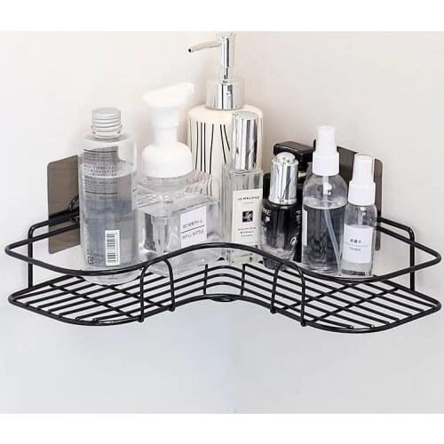 Creative New Style Simple Non-Perforated Corner Iron Art Kitchen, Bathroom, Bathroom Wall Storage Corner Shelf Decoration