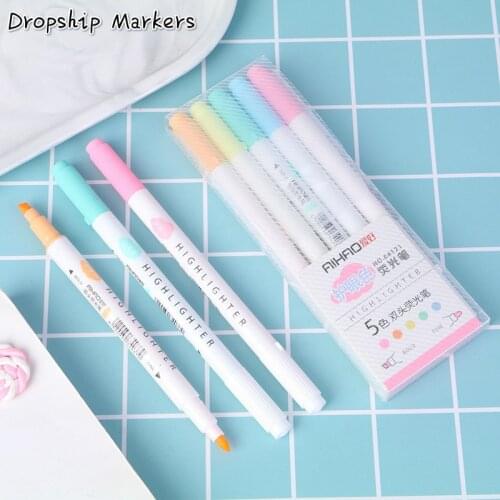 Highlighter brush pen for school markers highlighters pens pencils & writing supplies colores manga drawing art set color
