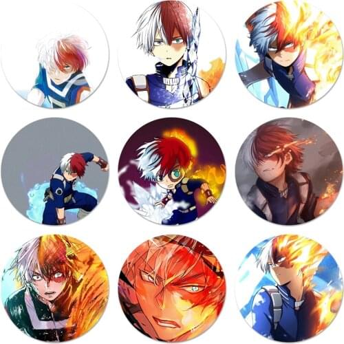 My hero Academy Todoroki Shouto Icons Pins Badge Decoration Brooches Metal Badges For Backpack Decoration