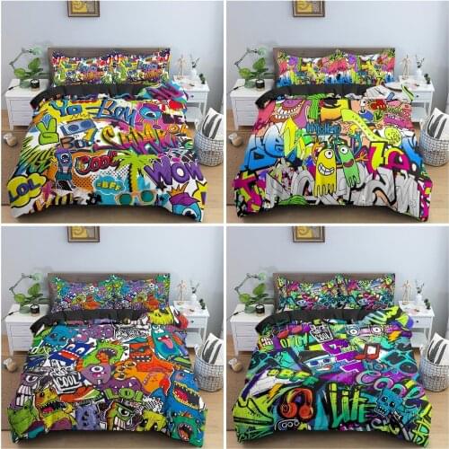 Bed Cover Set Bedding Sets Duvet Hip-hop Graffiti 3D Duvet Cover Bed Bed Set Duvet 3d Bedding Set Bedding Sets Duvet Cover Home