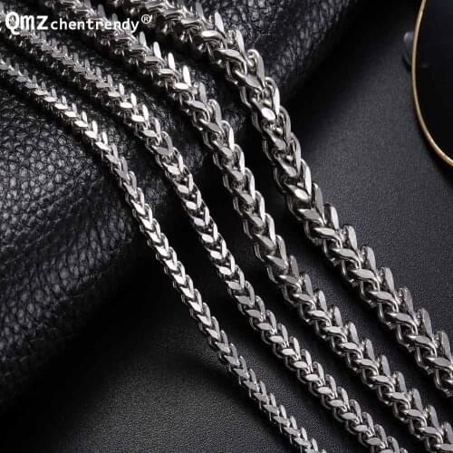 Mens Fish Scales Chain Necklace Stainless Steel Silver Plated Tone Vintage Foxtail Box Chain Punk Necklaces 3MM/4MM/5MM/6MM