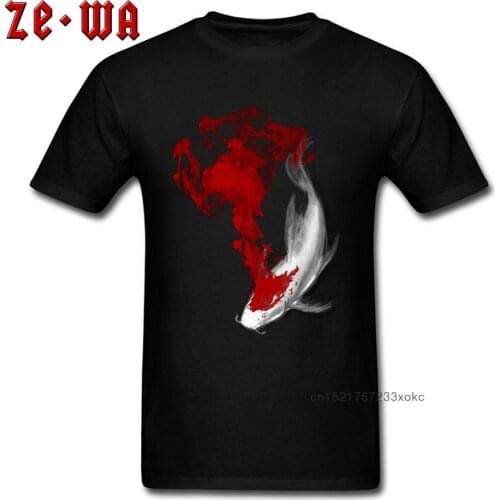 Chinese Style Tshirt Men Top T-shirts Coy Koi Design T Shirts 2018 Discount Male Clothes Lucky Fish Printed Tees Unique Shirt
