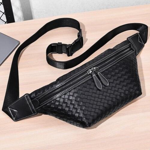 PU Leather Men Waist Bag 2021 Trend Chest Bag Black Sports Belt Pack Fashion Male Crossbody Pouch Fanny Pack Travel Phone Pouch
