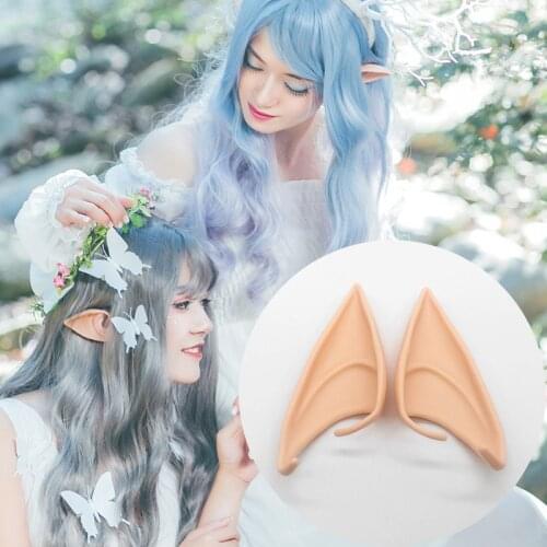 Soft Latex Elf Ears Fairy Angel Cosplay Props Pointed Ears Christmas Party Halloween Costume Props Light/Dark/Natural Skin Tone