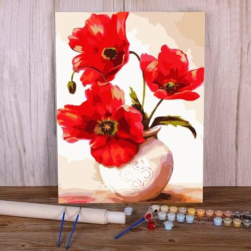 Poppy Flower DIY Paint By Numbers Complete Kit Acrylic Paints 50*70 Painting On Canvas Wall Paintings Children Handicraft