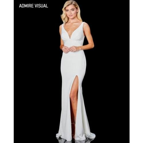 Newest Evening Dresses Mermaid Ever Honor Wedding Party Deep V-Neck Neckline Long Open-Back Plus Size Vestido-De-Fiesta