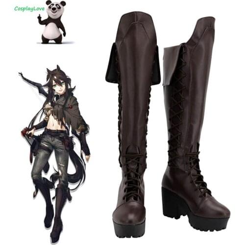 Arknights Cosplay Shoes Meteor Brown Shoes Cosplay Long Boots Leather Custom Made For Party Christmas Halloween