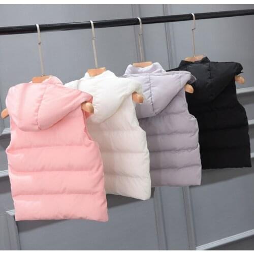 Autumn Winter Girls Vests 2019 New Warm Children Cotton Coats Boys Girls Hooded Waistcoats Sleeveless Teenage Kids Jackets RT620