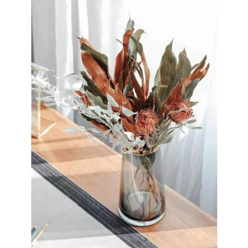 Panda Bamboo Double-Sided Leaves Natural Dried Flowers Real Plants Vintage Decor Arrangements Table Art Centerpieces Nordic Deco