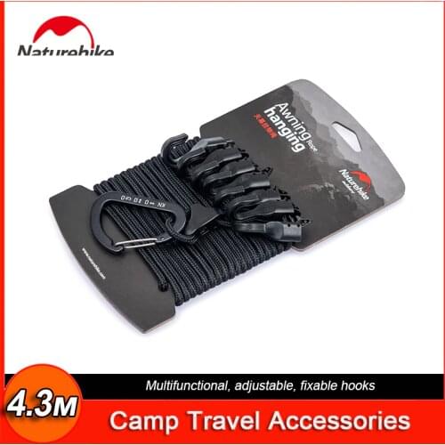 Naturehike 430cm Awning Hanging Rope Portable Windproof Camping Hiking Accessories Adjustable Outdoor Travel Cord Clothesline