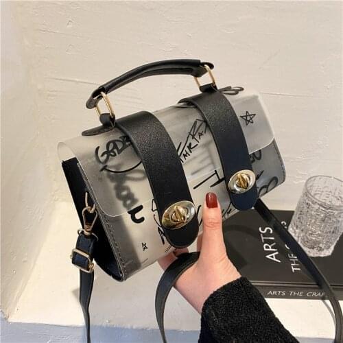 Transparent PVC Jelly Bag 2021 New Fashion Graffiti Ins Single Shoulder Crossbody Bag Purses and Handbags Luxury Designer