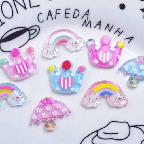 QIBUMAY Rainbow Crafts Supplies Mold For Resin Baby Cute Lovery Patches DIY HairBow Accessories Handmade Ponescase Embellishment