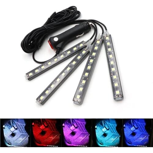 Niscarda Multicolor Car 36 LED Interior Atmosphere Lights Dash Floor Foot Strip Lights Cigarette Lighter Adapter Decorative Lamp