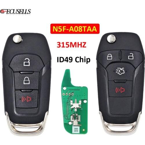 Folding Flip 3/4 Button Remote Car Key 315Mhz Hitag pro / ID49 Chip FCC ID: N5F-A08TAA for Ford Fusion 2013 - 2015 HU101 Blade