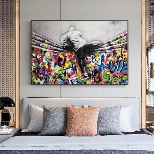Modern Creative Graffiti Wall Art Street Art Pictures Colorful Canvas Prints Pop Art Paintings For Living Room Wall Decoration