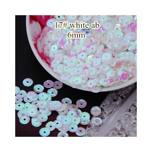 Loose Sequins 50g 6mm Cup Round Sequin Paillettes Sewing Decoration Artesanatos Acessorios Costura 17# White AB Confetti