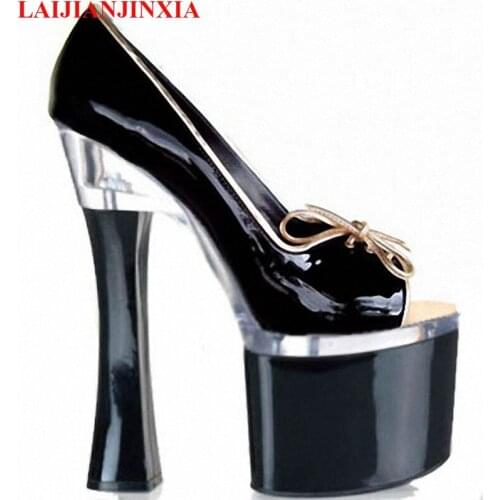 New high heels with sexy fish mouth allure single shoes, 18cm high heels with catwalk Dance Shoes